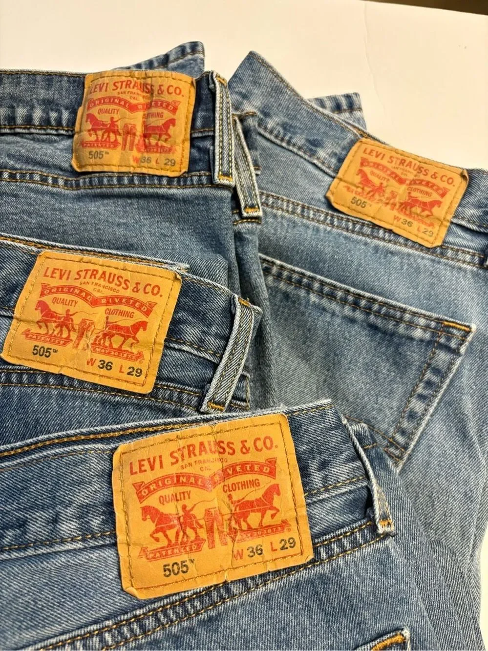 Levi’s 505 Men Slim Straight Fit Light Wash Denim Blue Jean 36Wx29L 4 Pairs